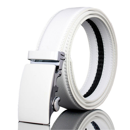 Cinturón Blanco de Cuero para Hombre con Hebilla Automática - Image 5