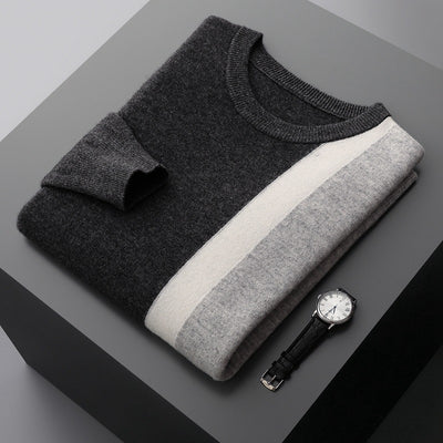 Suéter de Cuello Redondo Color Block Holgado para Hombre - Image 14