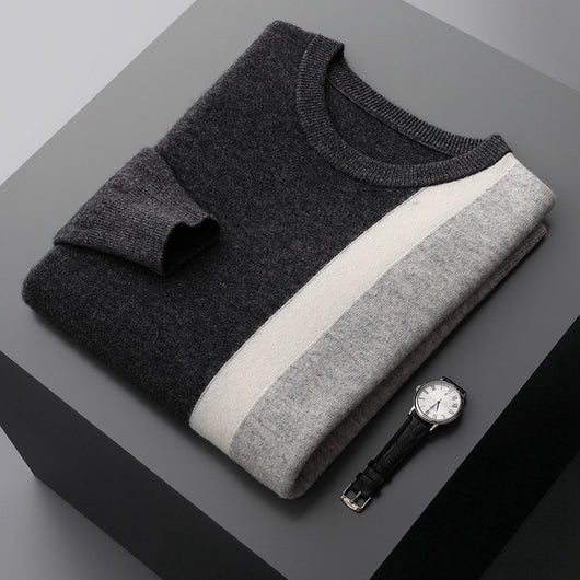 Suéter de Cuello Redondo Color Block Holgado para Hombre - Image 14