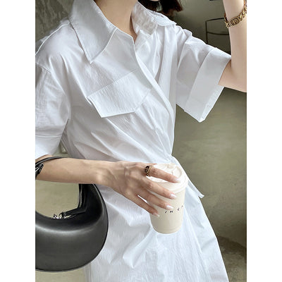 Vestido Camisa Mujer con Abertura Lateral Asimétrica y Solapa - Image 8