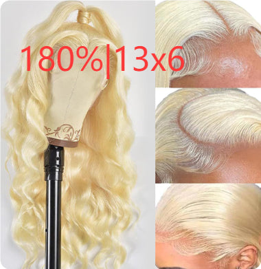 Peluca Sintética Ondas Grandes Encaje Frontal Tejido a Mano Cabello Largo Dorado - Image 8