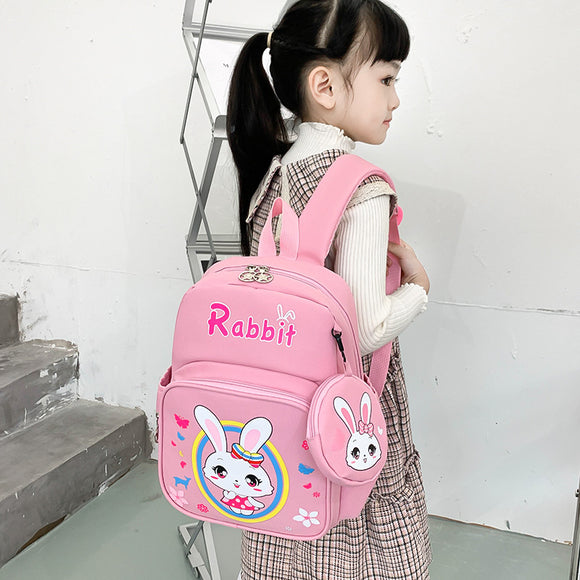 Mochila Escolar Infantil con Protección de Columna y Monedero de Dibujos Animados