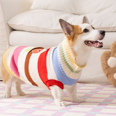 Suéter Cálido para Perro Mediano - Diseño Arcoíris con Rayas de Manzana para Otoño e Invierno - Image 13