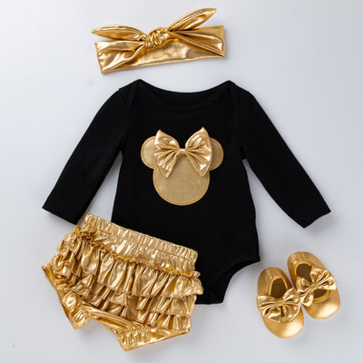 Enterizo Bebé Manga Larga con Pantalón Dorado PP - Image 6