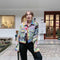 Chaqueta Denim Cardigan con Estampado de Colores y Solapa