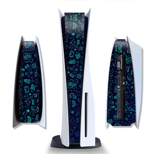 Brushed silver metal texture skin for PlayStation 5 Digital Edition console, shown from front and side views. - Image 24