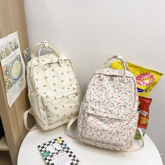 Mochila Escolar Estilo Coreano con Flores para Niñas - Primaria y Secundaria - Image 3
