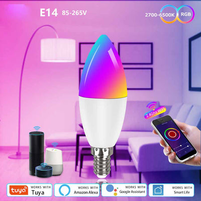 Bombilla LED RGB Inteligente E14 WiFi con Control por Voz para Alexa y Google Home - Image 4