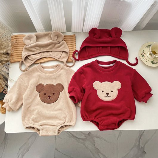 Pijama Enterizo Bebé Osito Cartoon Cálido de Felpa con Capucha - Image 27
