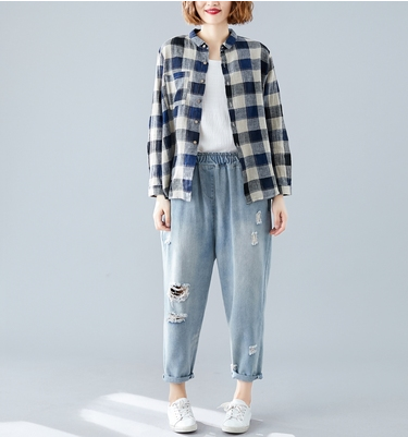 Camisa de Cuadros Manga Larga Talla Grande para Mujer - Image 3
