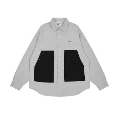 Camisa Suelta de Rayas Verticales y Manga Larga para Hombre - Image 14