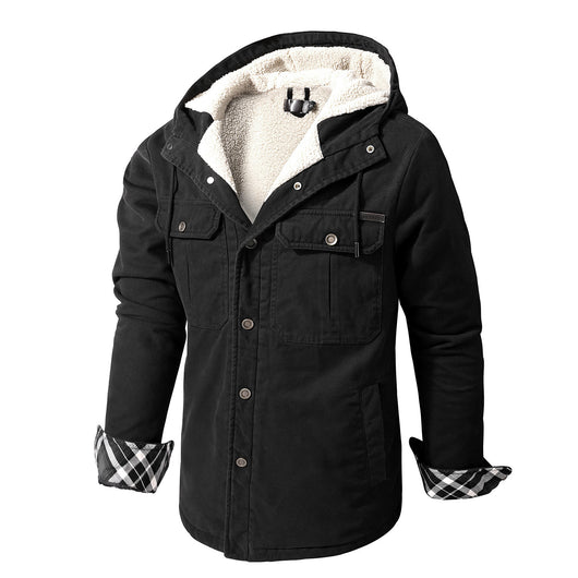 Abrigo de Algodón Grueso con Capucha para Hombre - Largo Medio - Image 5