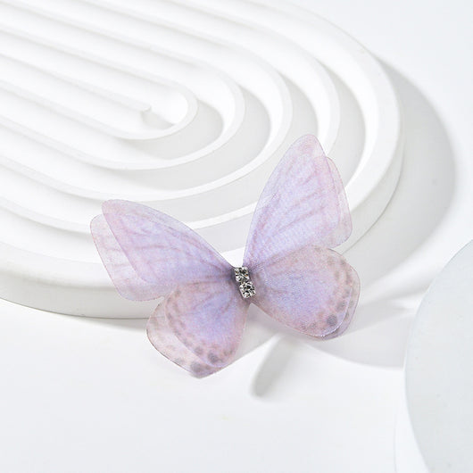Diadema Tocado Mariposa con Malla Floral Doble Capa Diamante - Image 7