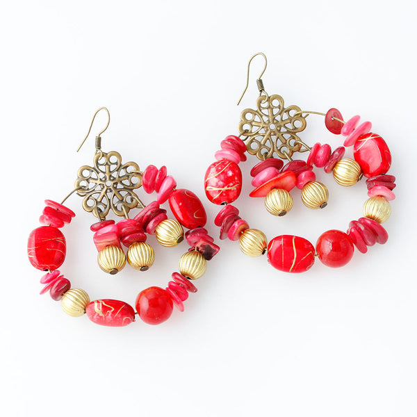 Aretes Bohemios Artesanales con Cuentas de Colores