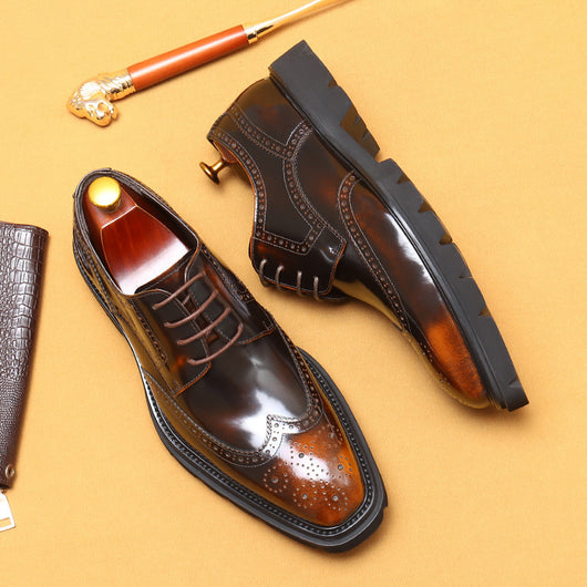 Zapatos de Cuero Grabado Estilo Business Casual Británico - Image 14