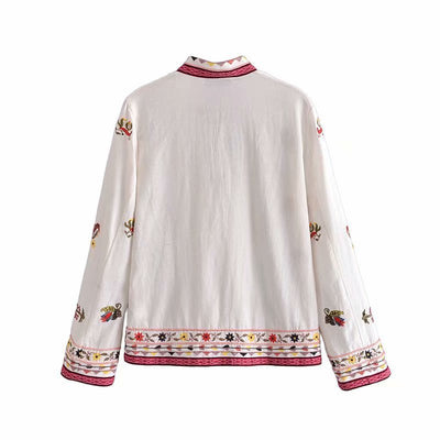 Camisa Étnica Casual con Cuello Mao y Bordado Artesanal - Image 2