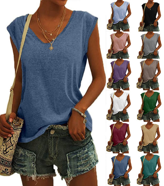 Blusa Suelta con Cuello en V - Diseño Minimalista Europeo y Americano para Mujer - Image 2