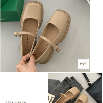 Zapatos de Cuero con Plataforma Estilo Británico para Mujer con Hebilla y Perla - Image 15