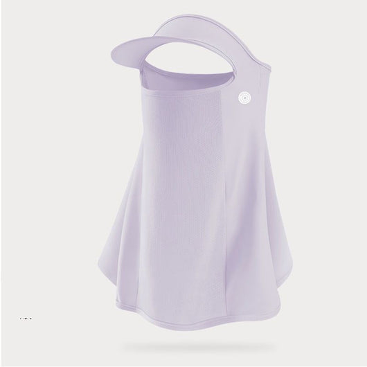 Light grey women's ice silk sunscreen mask with a brim, ear loops, and mesh mouth for UPF50+ UV protection. - Image 19
