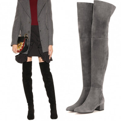 Botas Altas Grises Hasta la Rodilla para Mujer - Image 13