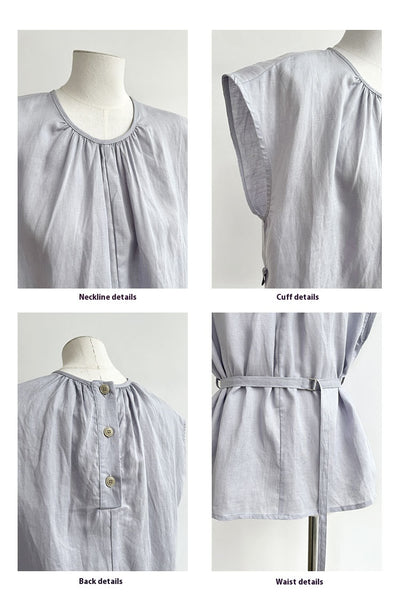 Blusa Tencel Lino Cuello Redondo Ajustada para Mujer - Image 33