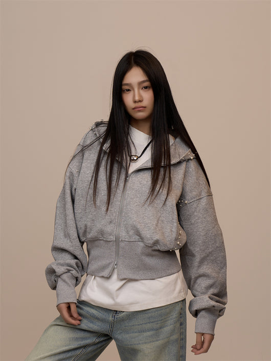 Cardigan Gris con Capucha y Doble Cierre - Image 15