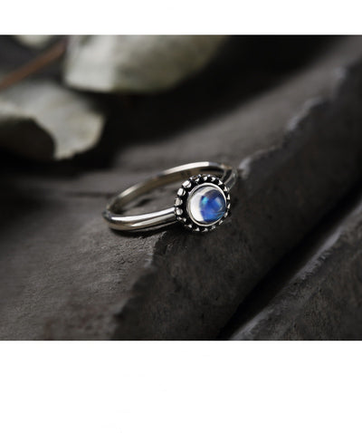 Anillo de Piedra de Luna Plata para Mujer con Cristal de Gema - Image 4