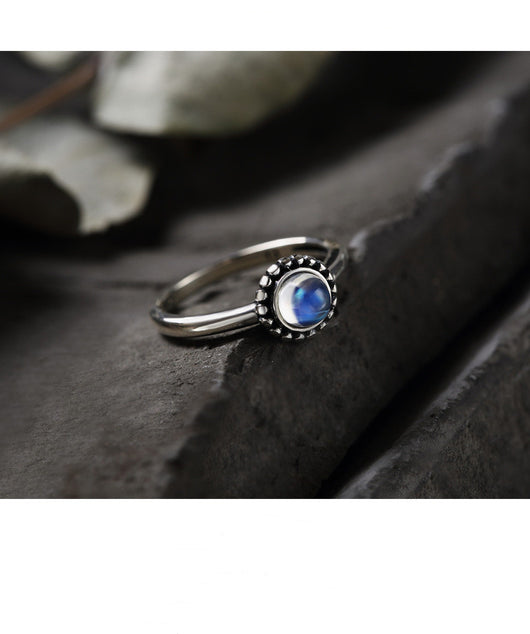 Anillo de Piedra de Luna Plata para Mujer con Cristal de Gema - Image 4