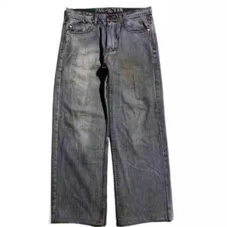 Jeans Anchos Estilo Vintage Desgastado para Hombre - Diseño Workwear Casual - Image 3