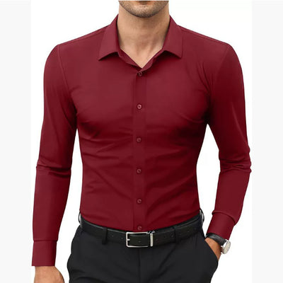 Camisa Ejecutiva de Manga Larga Color Sólido - Image 9
