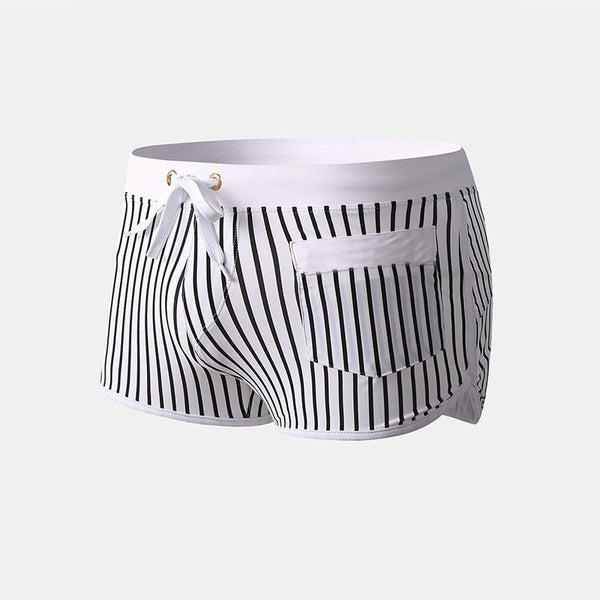 Pantalones de Playa Cortos para Hombre con Doble Capa Antibrillo y Rayas Verticales