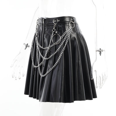 Falda de Cuero PU Plisada con Cadenas Punk - Image 22