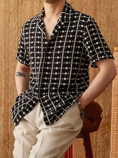 Camisa Cubana de Algodón Puro con Cuello Bordado - Manga Corta Estampada - Image 3