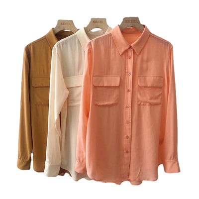 Blusa de Seda con Cuello Cuadrado y Bolsillos - Image 4