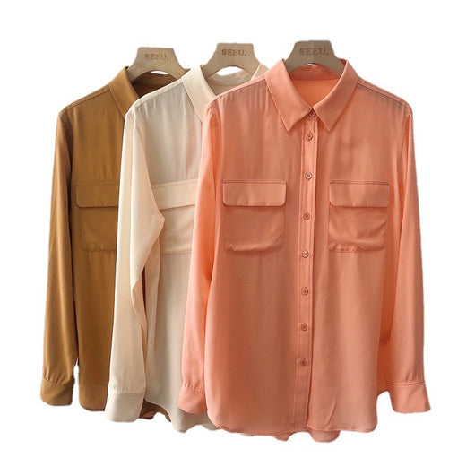 Blusa de Seda con Cuello Cuadrado y Bolsillos - Image 4