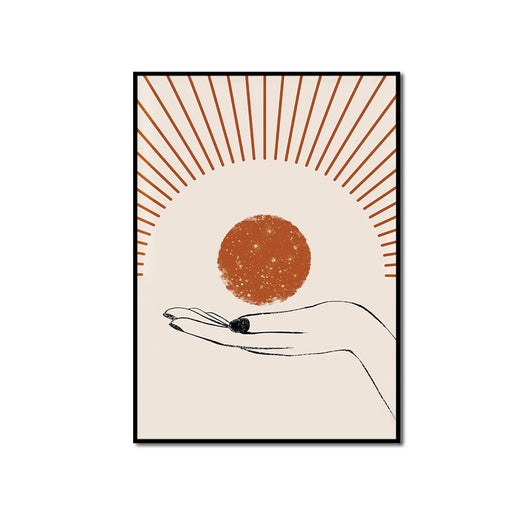 Arte Abstracto Nórdico Moderno con Sol y Luna en Línea Dorada - Image 6