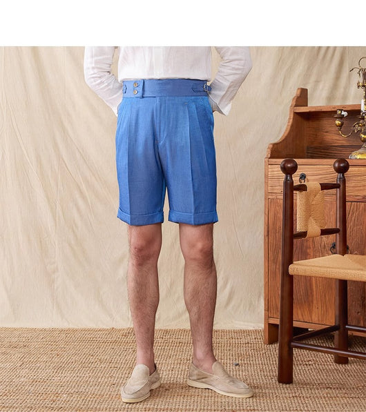 Pantalones Cortos Casuales Napoli de Doble Pliegue para Hombre - Estilo Británico - Image 9