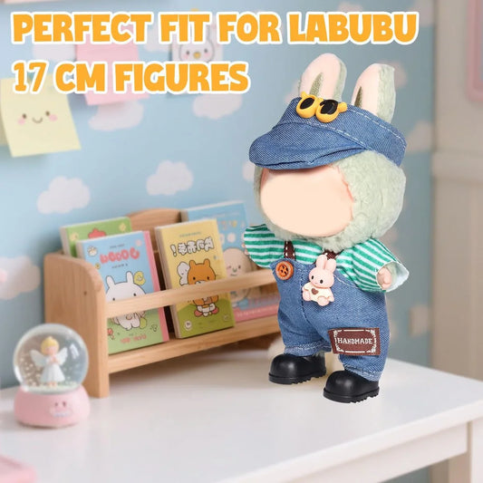 for Labubu Clothes/For Labubu Outfits,Clothes Set for 17Cm Lububu Doll,3 Piece Set Hat Clothing for LA BUBU, Boys and Girls Stylish Adorable Dolls Clothes Accessories (No Doll)_05 - Tekeno