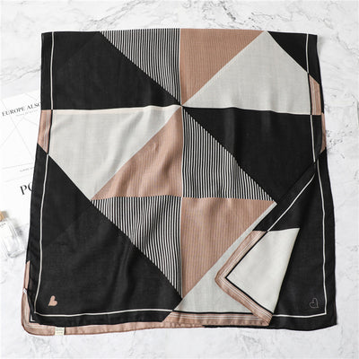 Bufanda Geométrica Rayada para Mujer - Chal de Contraste de Colores - Image 18