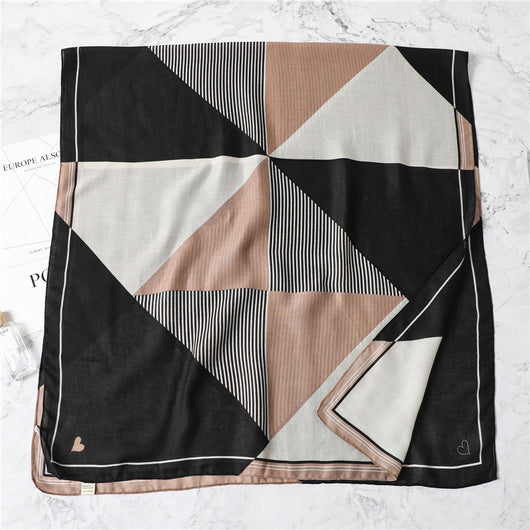 Bufanda Geométrica Rayada para Mujer - Chal de Contraste de Colores - Image 18