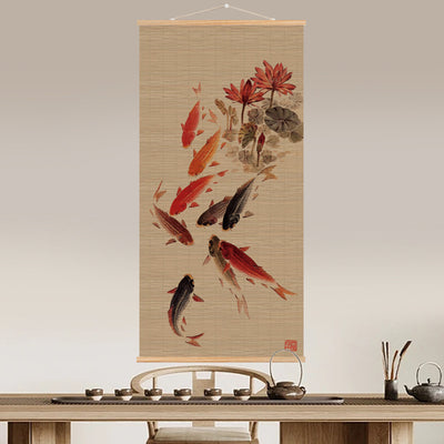 Biombo Decorativo Bambú con Pintura de Scroll para Sala de Estar - Image 9