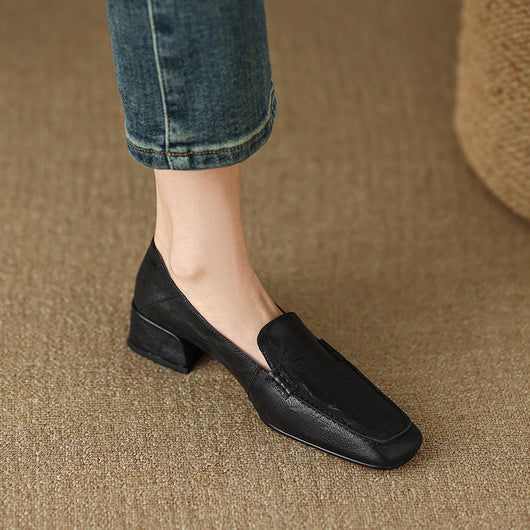 Mocasines Mujer Tacón Robusto Punta Cuadrada Elegantes - Image 17