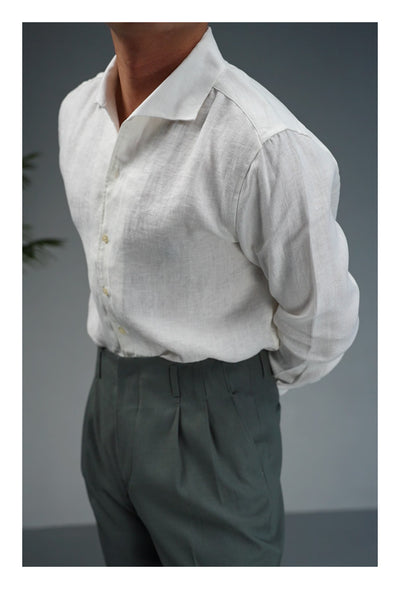 Camisa Ejecutiva de Lino Hombre - Cuello Clásico Manga Larga Transpirable - Image 12