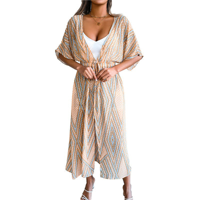 Cardigan Playero Estampado Mujer con Cierre de Cordones - Image 6