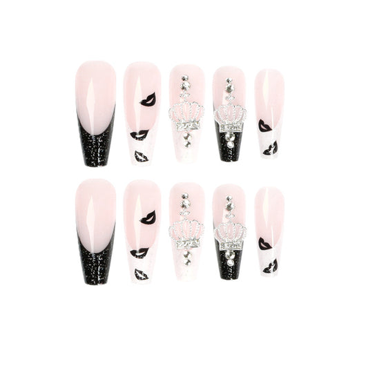 Stickers de Uñas Corona con Estampado Labios Blanco y Negro - Image 5
