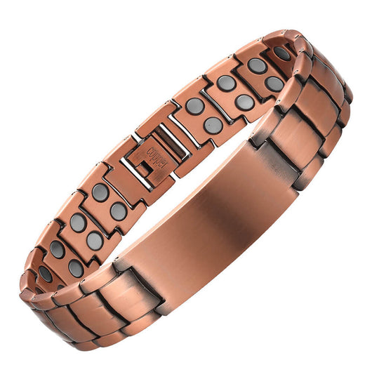 Pulsera Magnética de Cobre Rojo Doble Fila Tortuga para Hombre