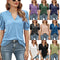 Blusa Casual Mujer Cuello V con Mangas Abullonadas Suelta