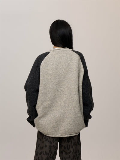 Suéter Raglan Cuello Redondo Bicolor para Mujer - Estilo Urbano - Image 10