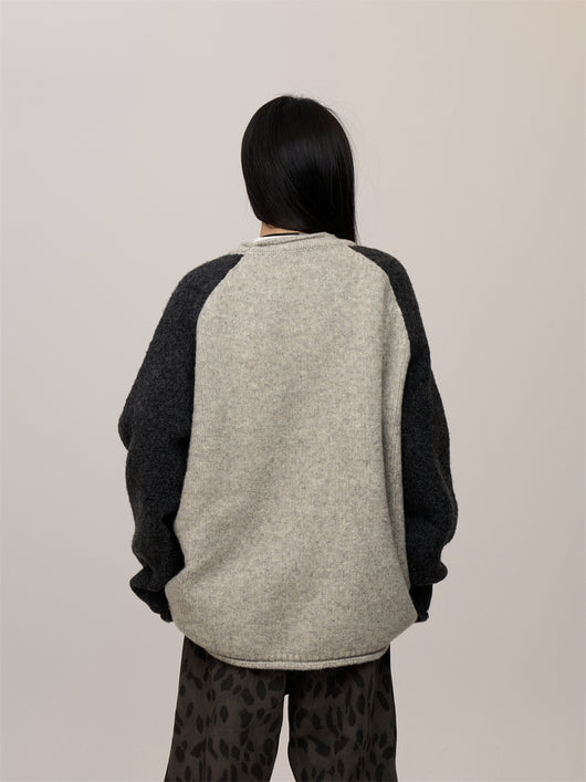 Suéter Raglan Cuello Redondo Bicolor para Mujer - Estilo Urbano - Image 10