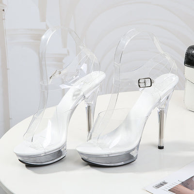 Sandalias Plataforma Stiletto con Cristal Transparente - Image 12
